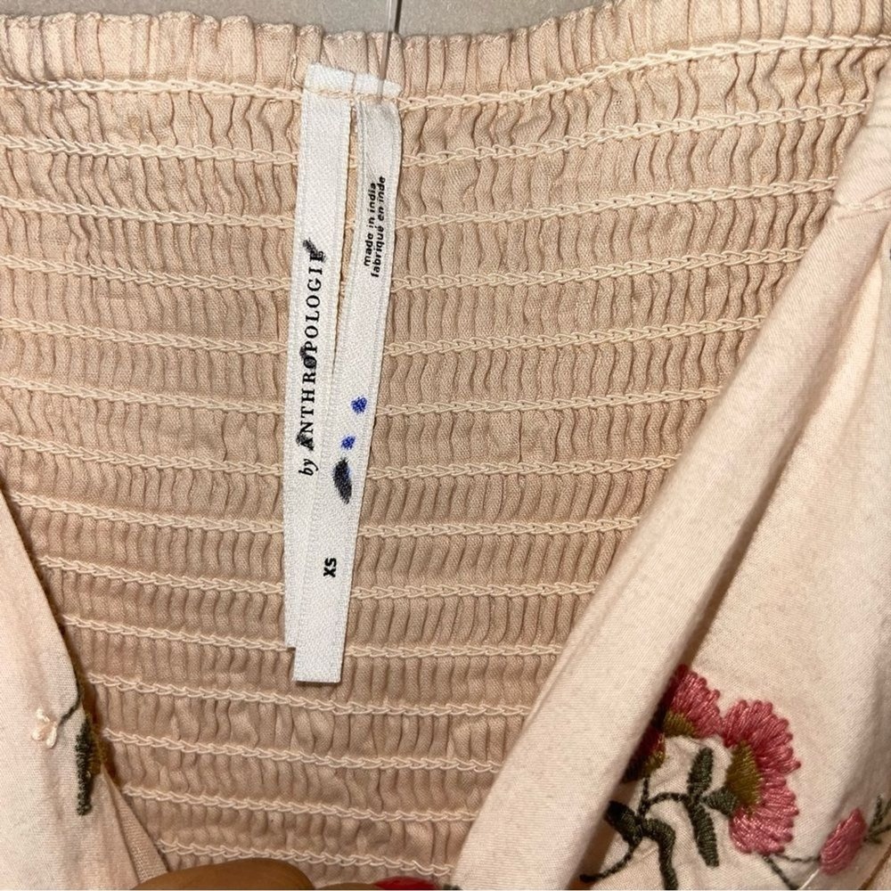 Anthropologie embroidered long sleeve mini floral peasant baby doll dress XS - Picture 12 of 15